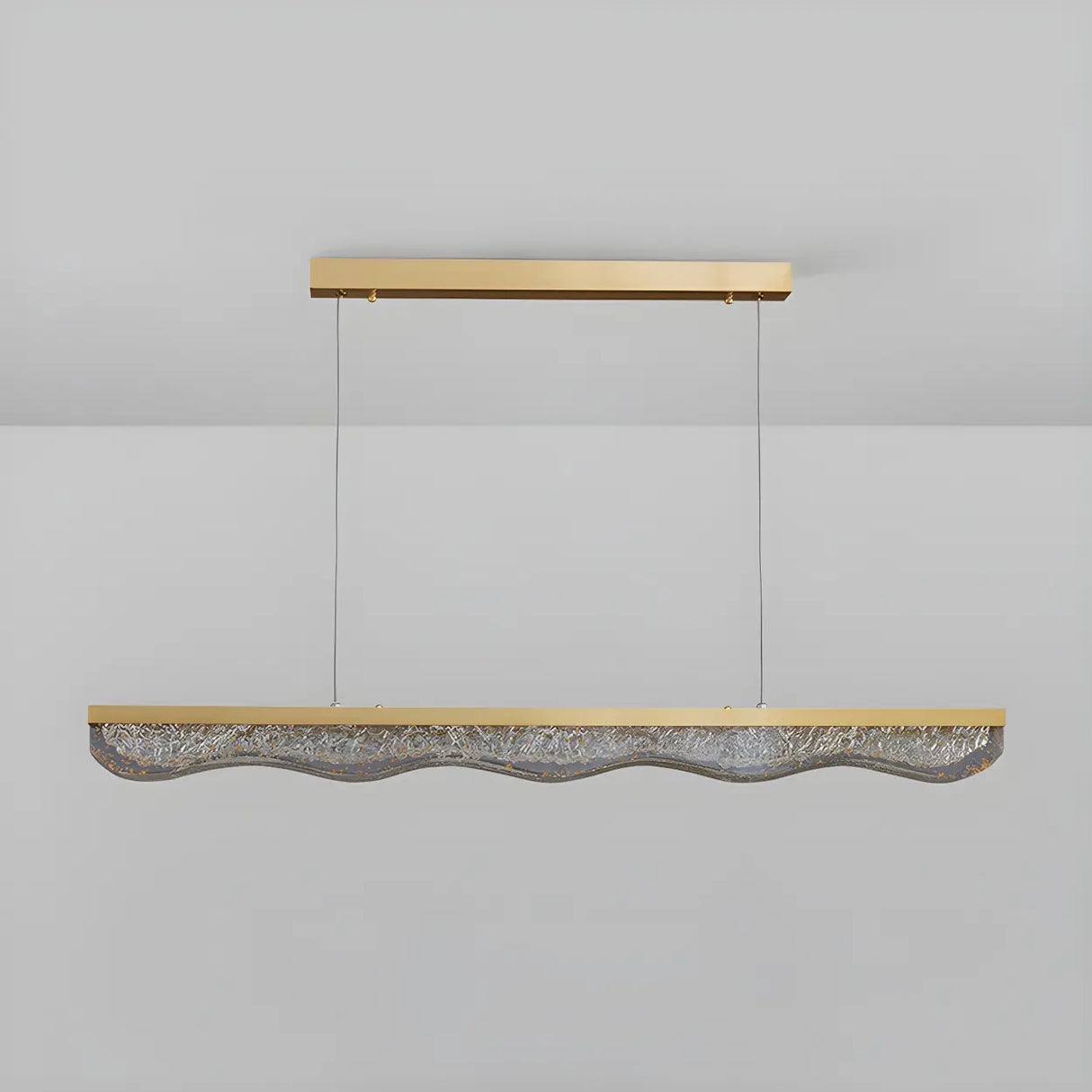 Modern Wave Gold LED Pendant Light Large Island Decor Image - 9