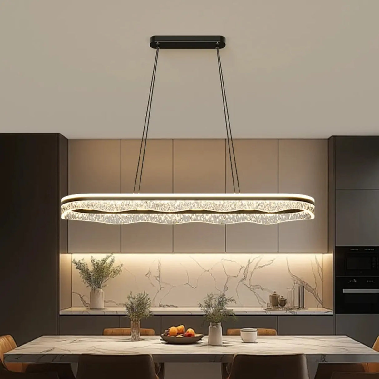 Modern Wave LED Pendant Light for Dining & Living Room Image - 3