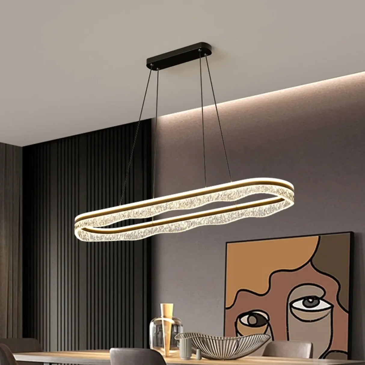 Modern Wave LED Pendant Light for Dining & Living Room Image - 5