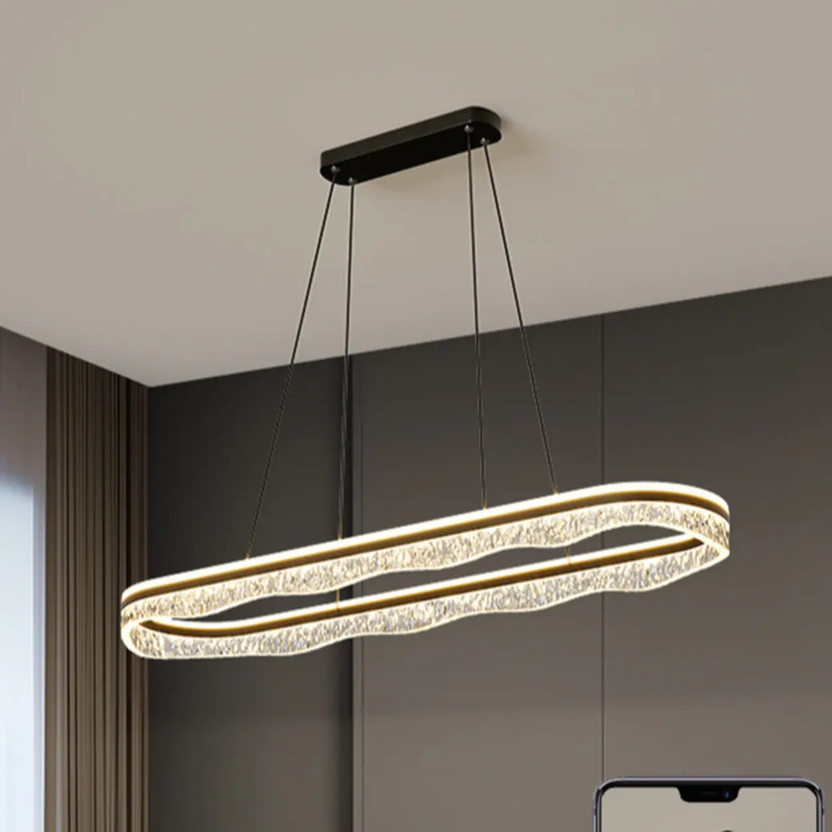 Modern Wave LED Pendant Light for Dining & Living Room Image - 9