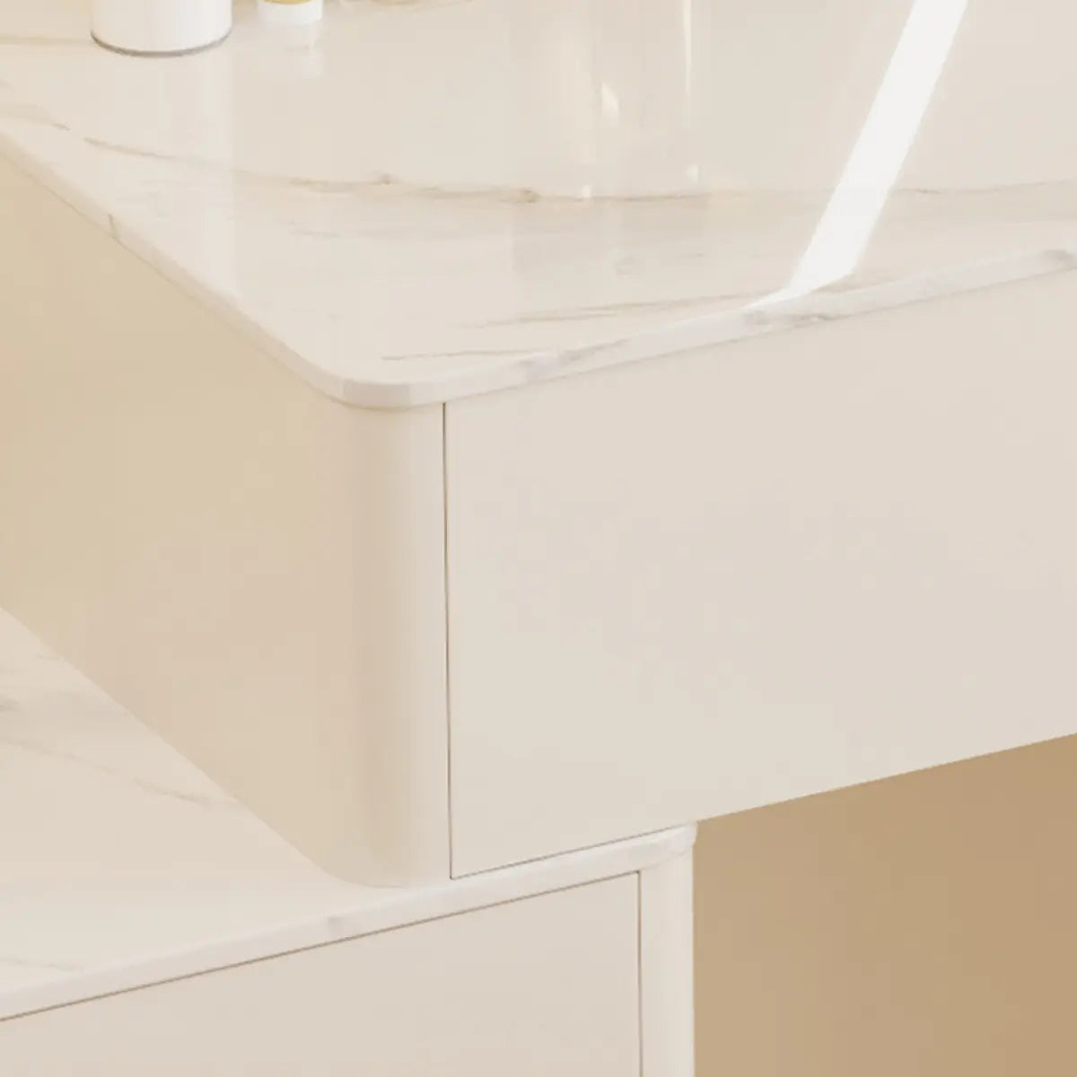 Modern Wavy Marble LED White Adjustable Makeup Vanity Set Image - 10