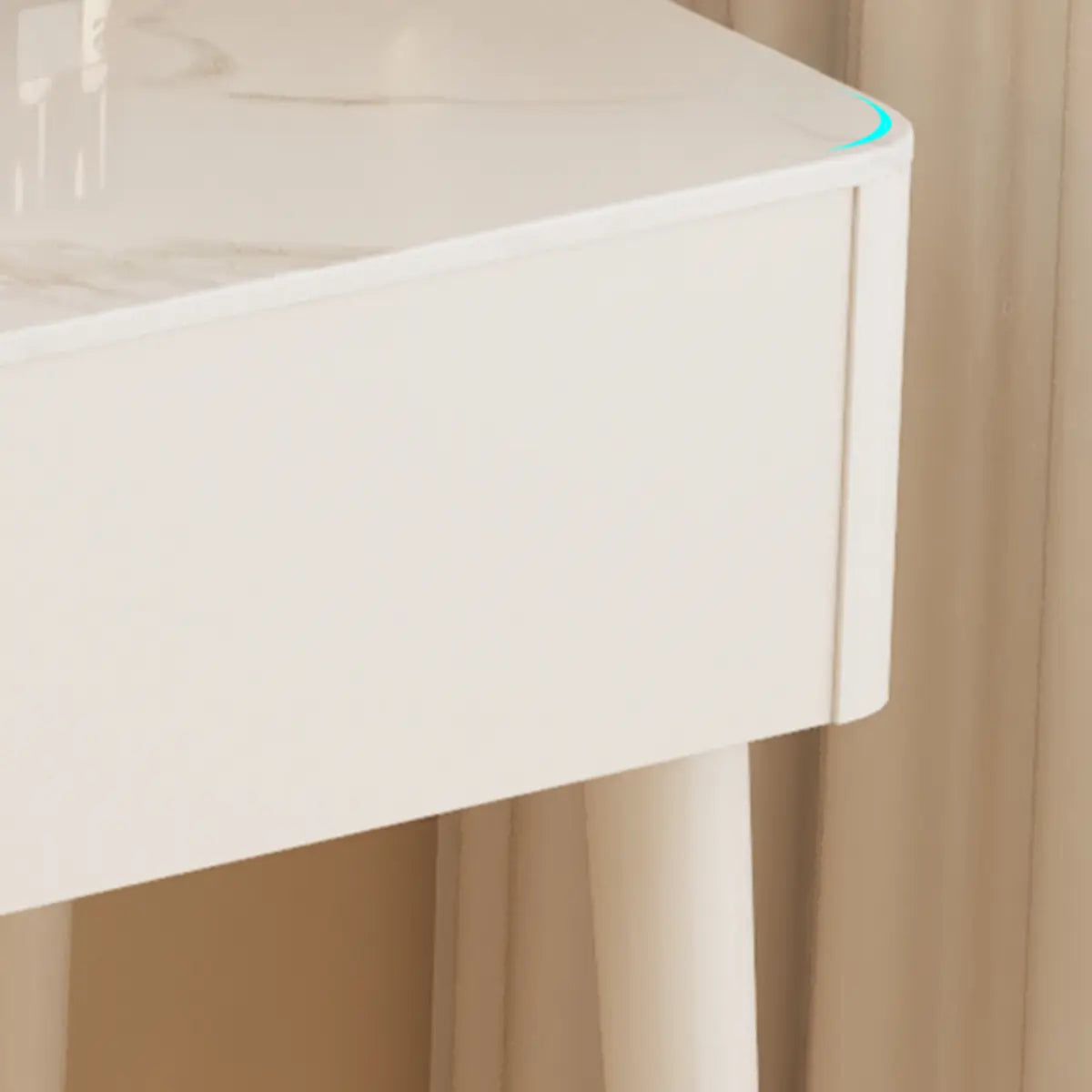 Modern Wavy Marble LED White Adjustable Makeup Vanity Set Image - 11