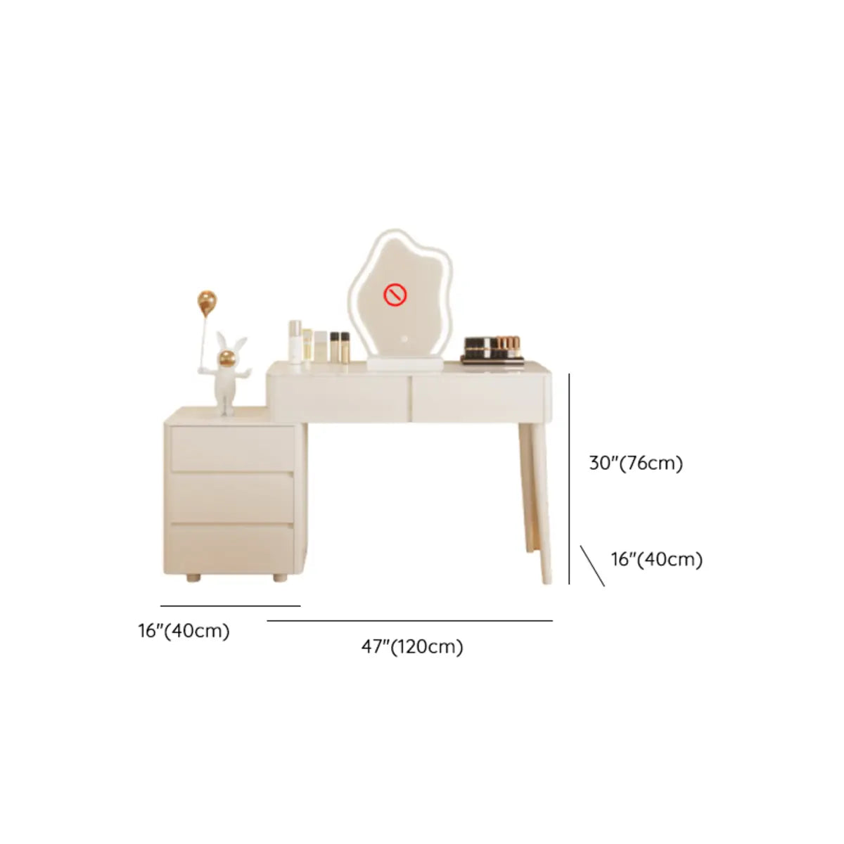 Modern Wavy Marble LED White Adjustable Makeup Vanity Set Image - 22