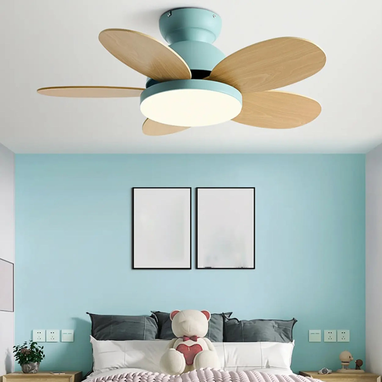 Modern Whimsical Multi-Color LED Kids Ceiling Fan Image - 16