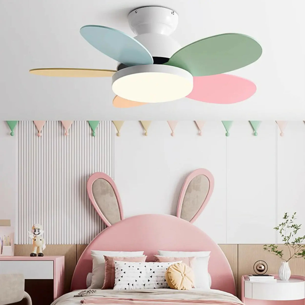 Modern Whimsical Multi-Color LED Kids Ceiling Fan Image - 1