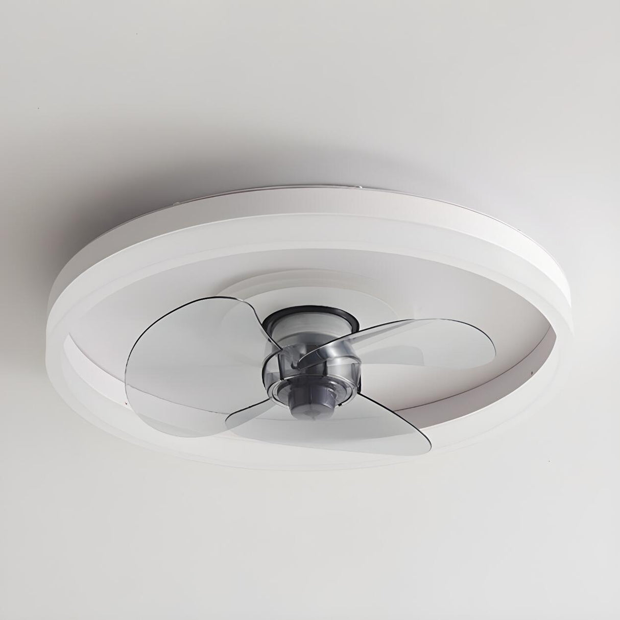 Modern White 3 Blade Circle Ceiling Fan with LED Light Image - 10