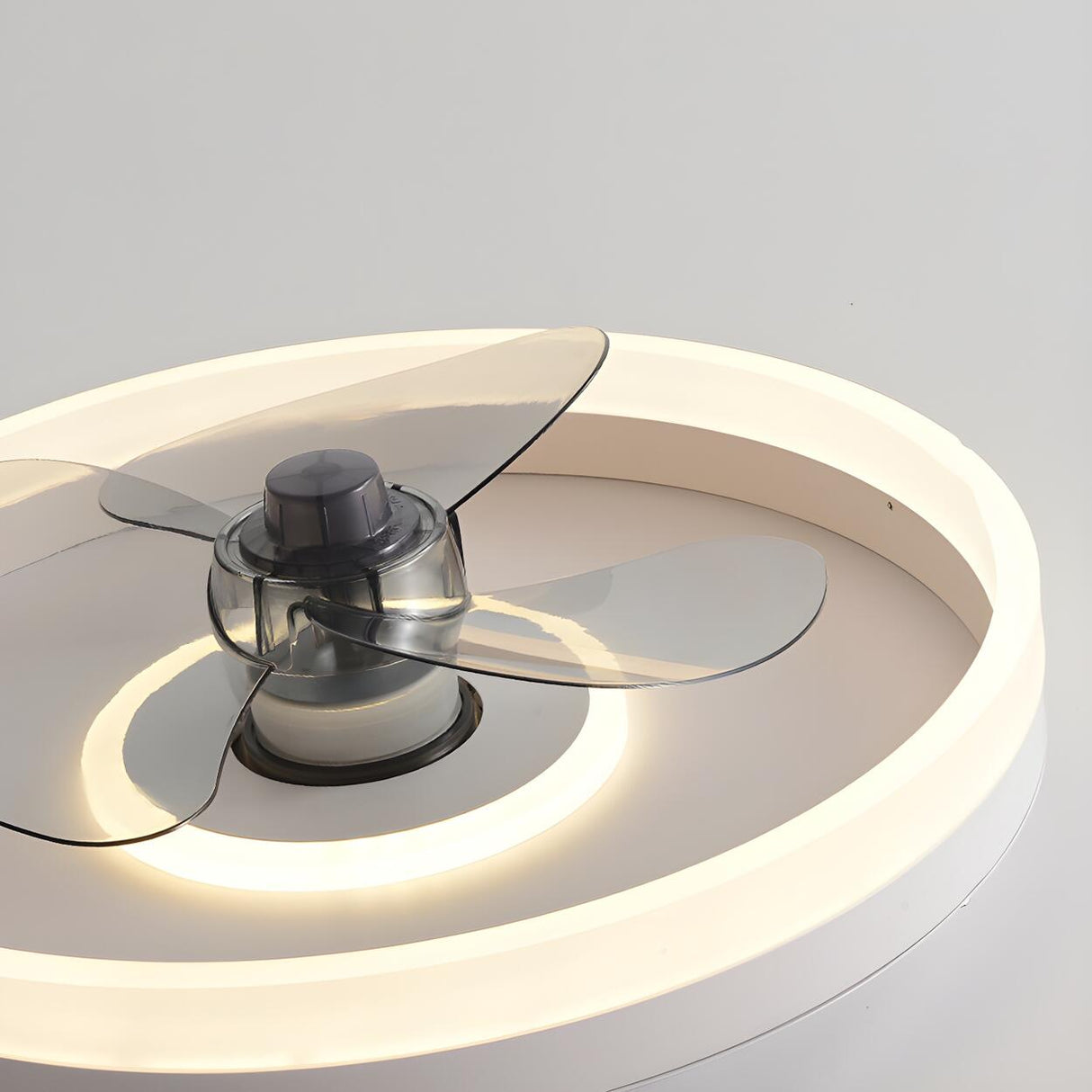 Modern White 3 Blade Circle Ceiling Fan with LED Light Image - 12