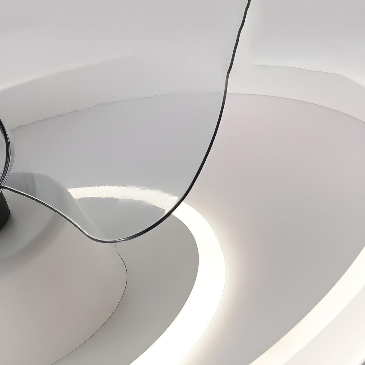 Modern White 3 Blade Circle Ceiling Fan with LED Light Image - 13