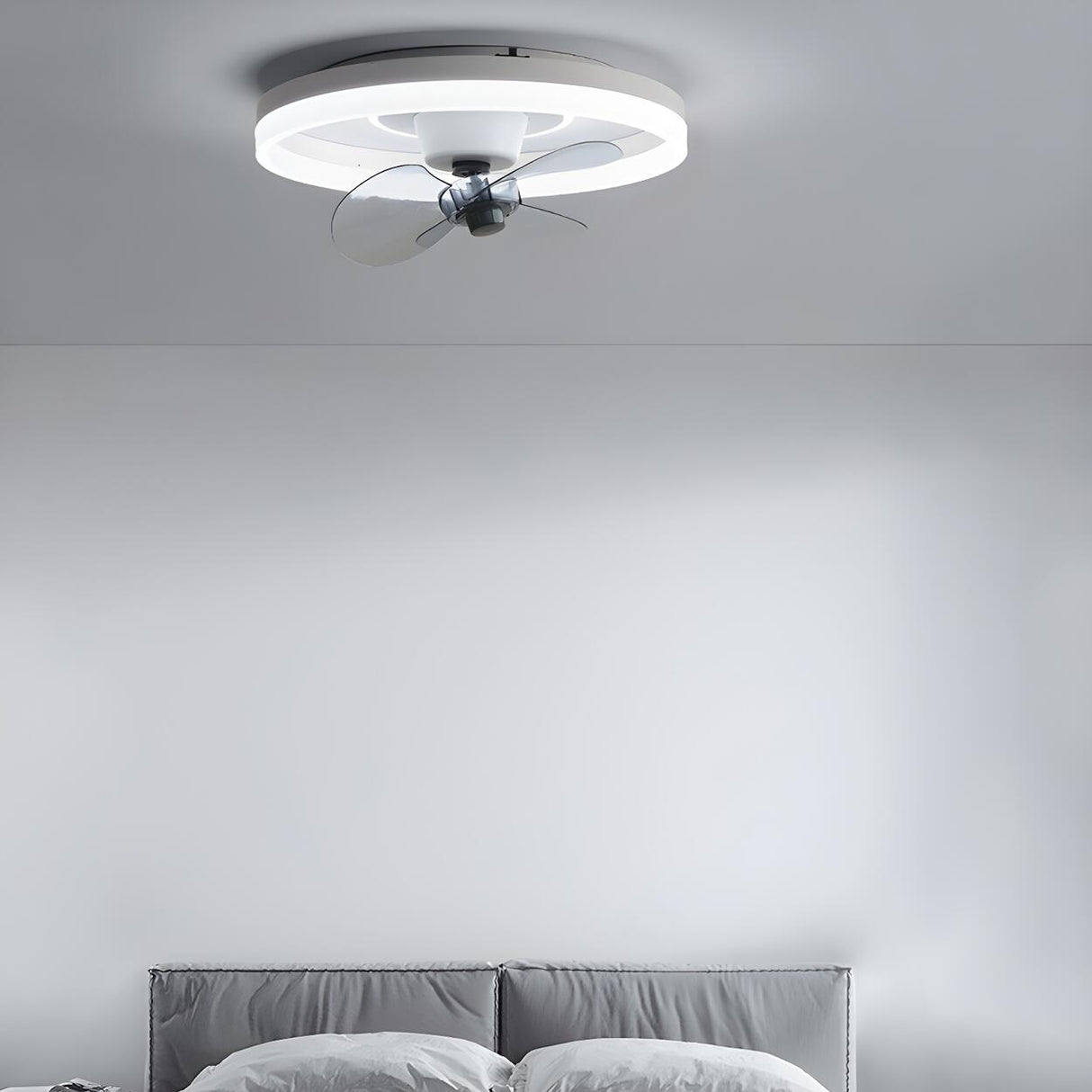 Modern White 3 Blade Circle Ceiling Fan with LED Light Image - 14