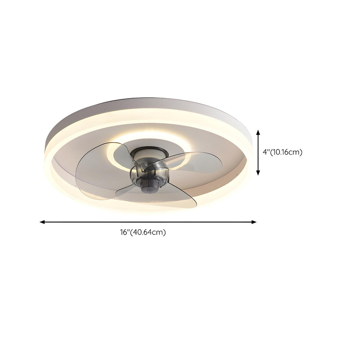 Modern White 3 Blade Circle Ceiling Fan with LED Light