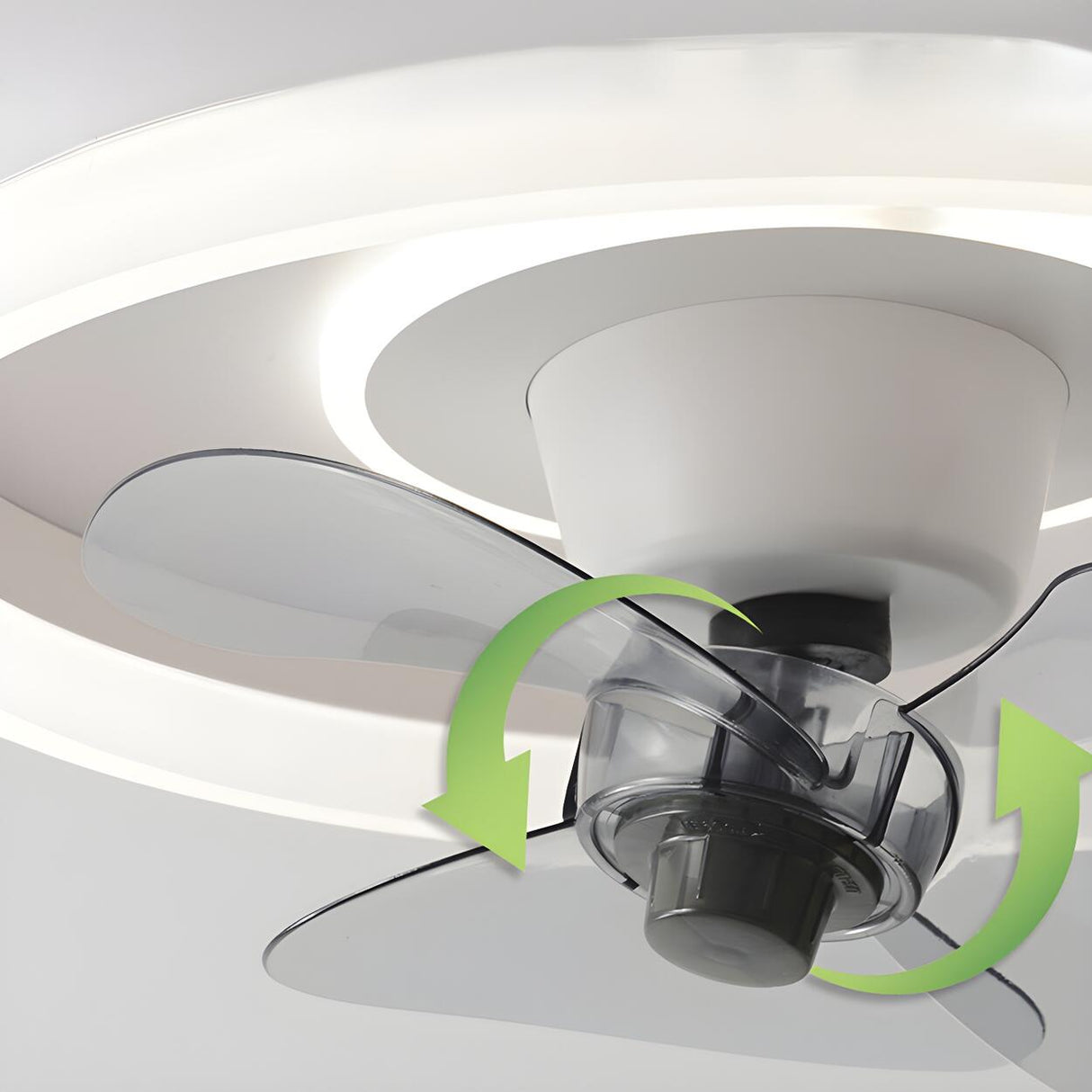 Modern White 3 Blade Circle Ceiling Fan with LED Light Image - 4