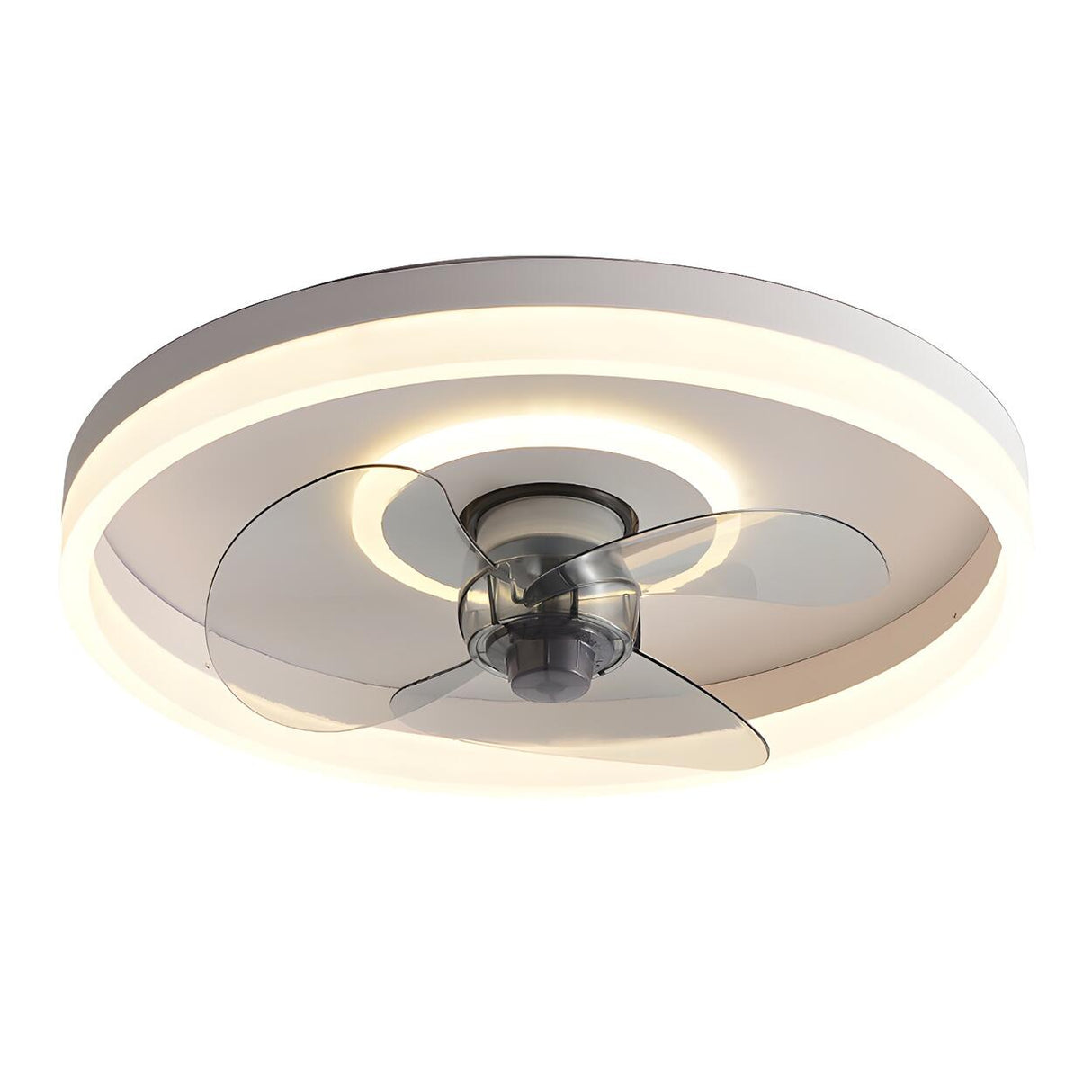 Modern White 3 Blade Circle Ceiling Fan with LED Light Image - 5