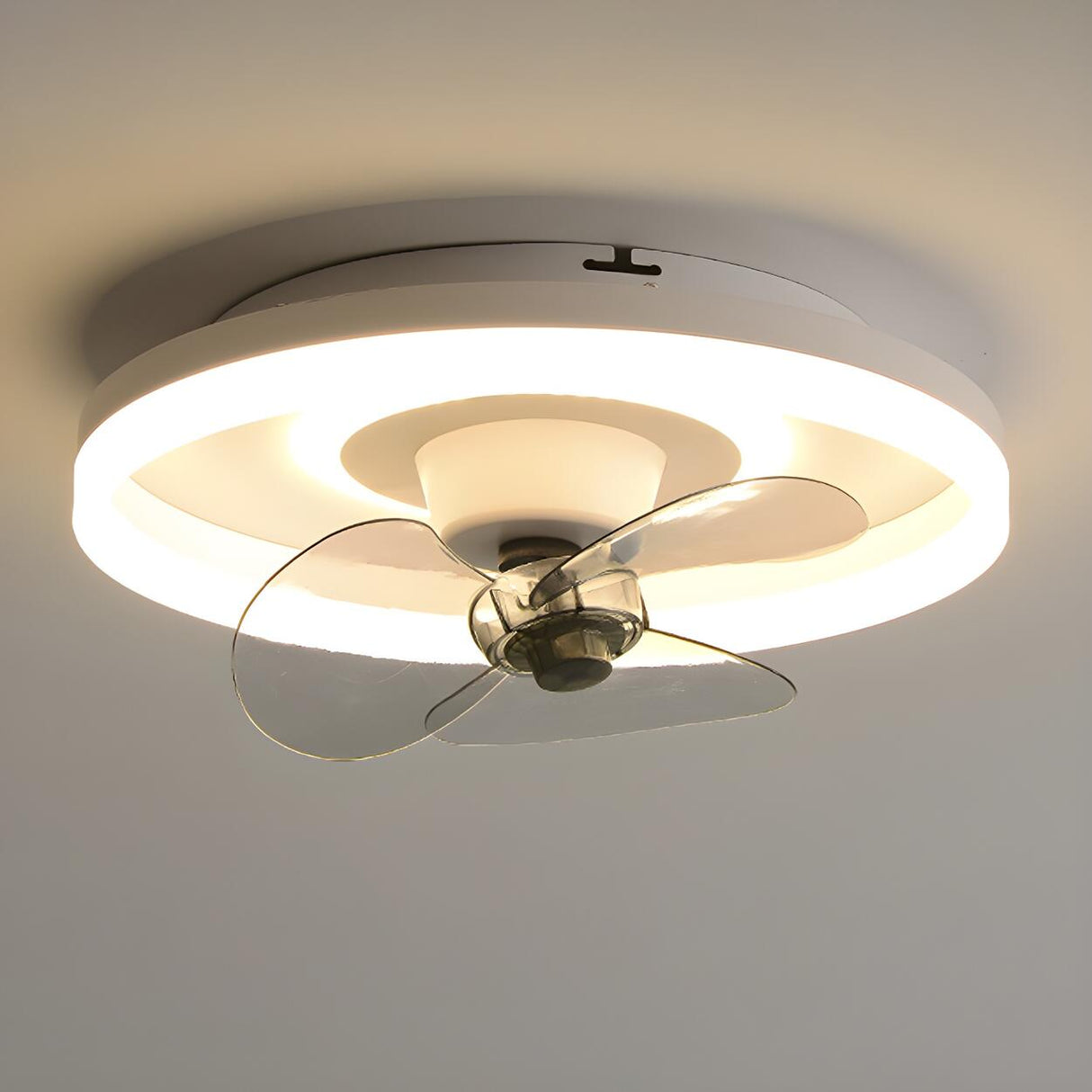 Modern White 3 Blade Circle Ceiling Fan with LED Light Image - 7
