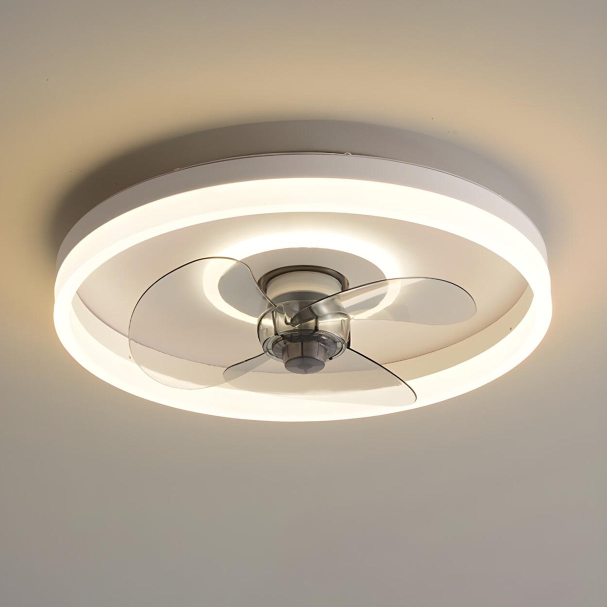 Modern White 3 Blade Circle Ceiling Fan with LED Light Image - 8