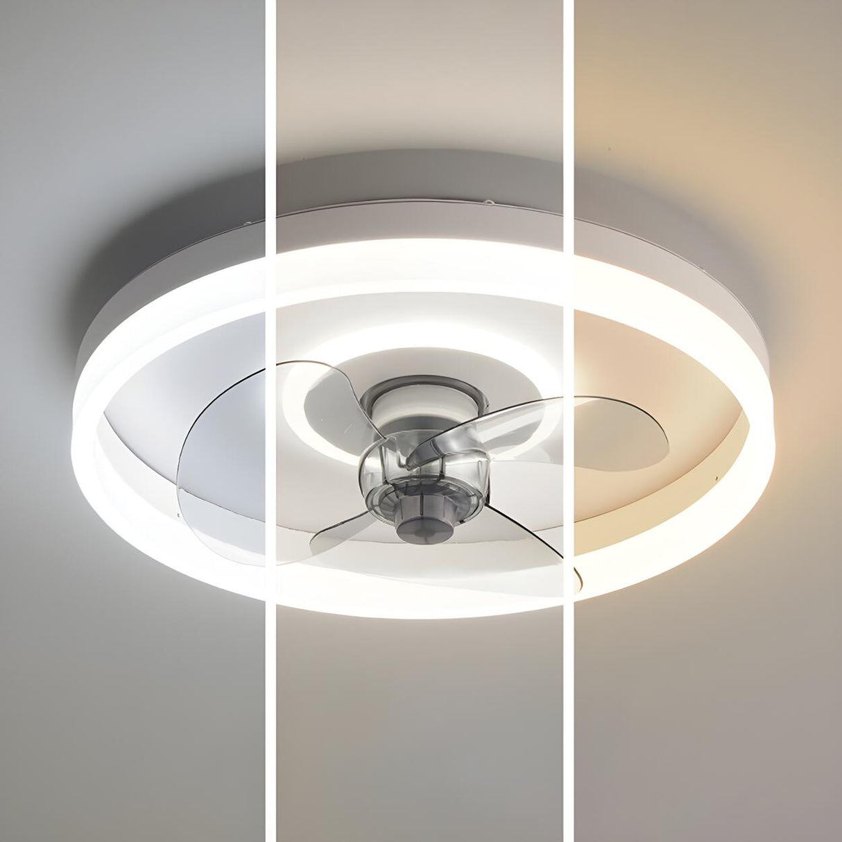 Modern White 3 Blade Circle Ceiling Fan with LED Light Image - 9