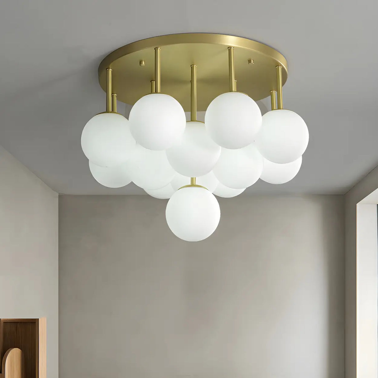 Modern White Bubble Glass Flush Mount Ceiling Light Image - 12