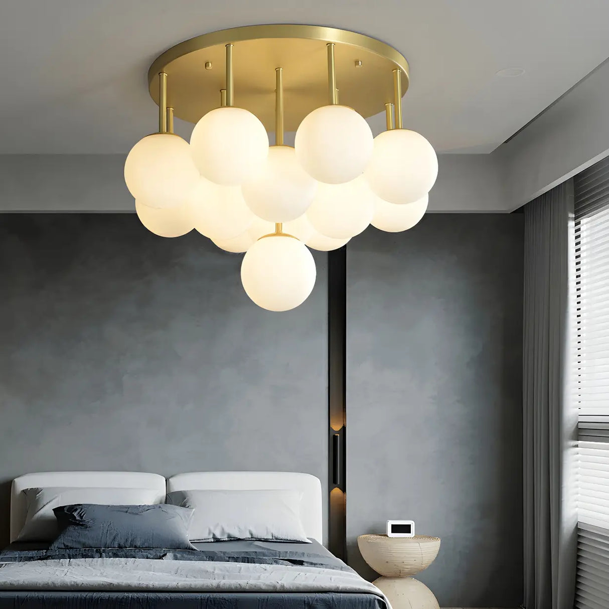 Modern White Bubble Glass Flush Mount Ceiling Light Image - 3