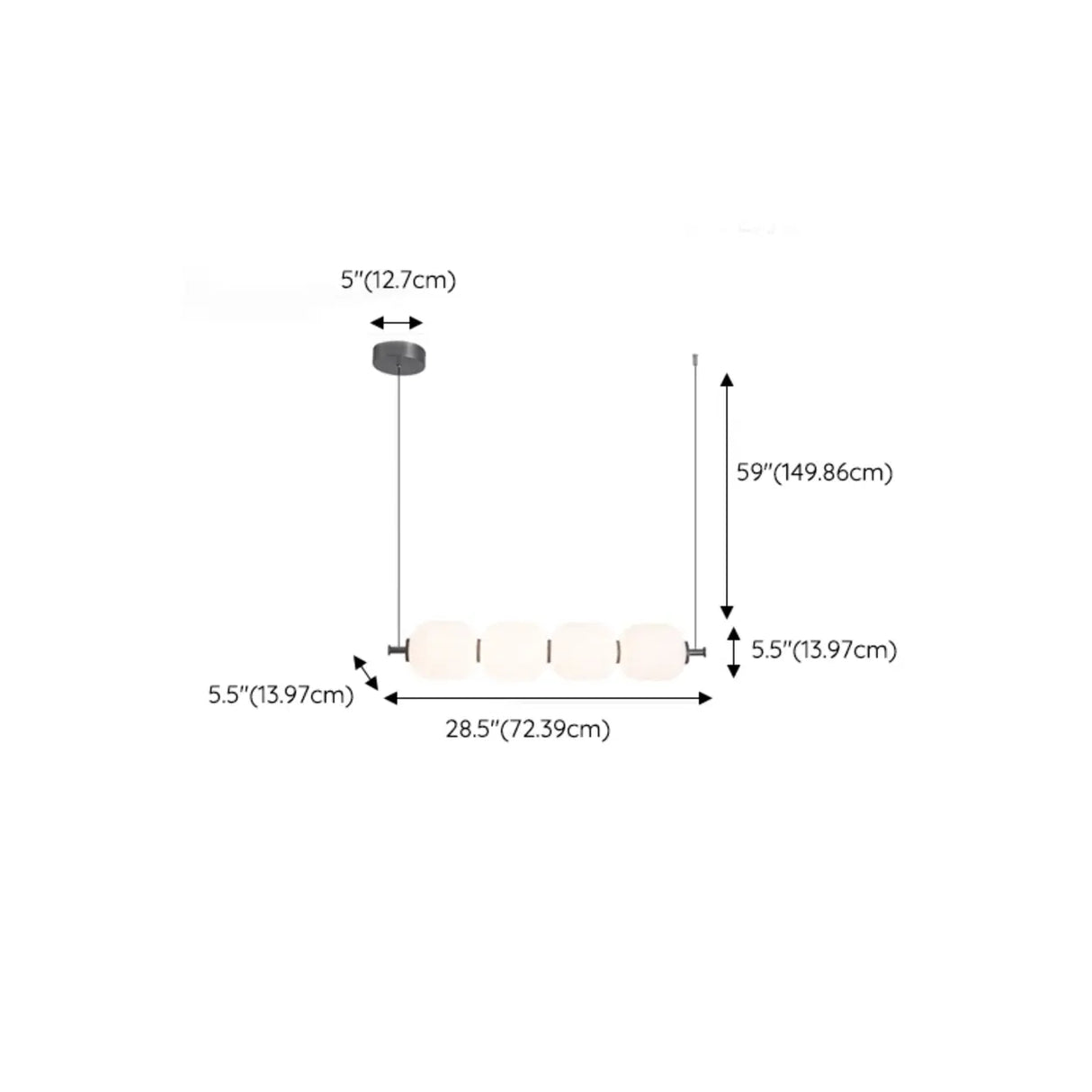 Modern White Candied Haws Horizontal Island Chandelier
