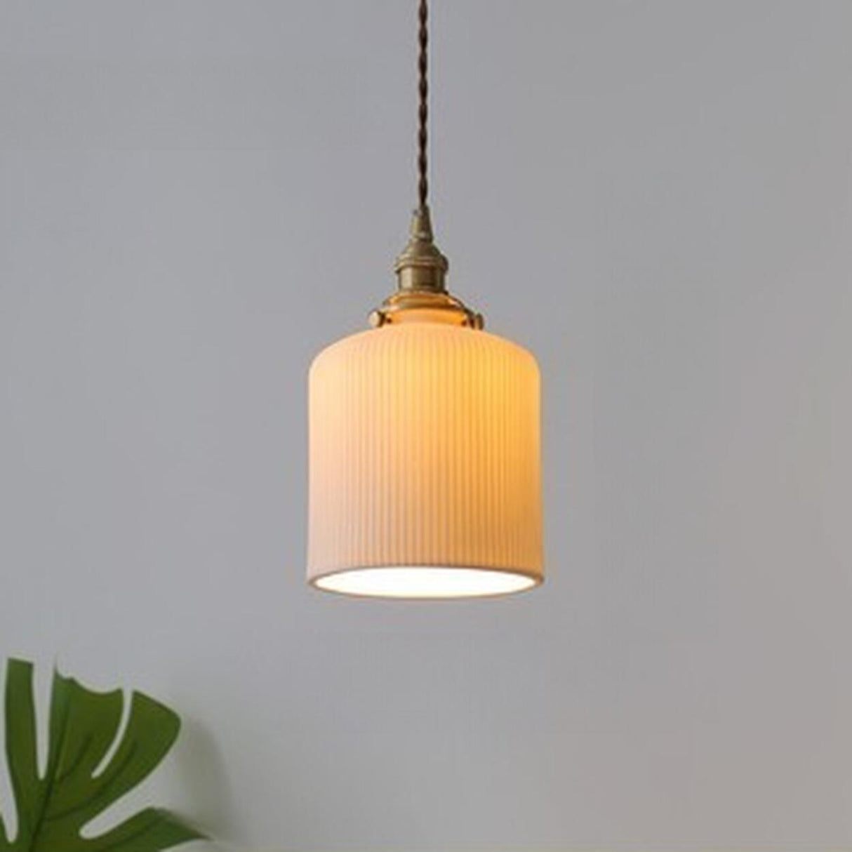 Modern White Ceramics Pendant Lamp Adjustable Height Image - 3