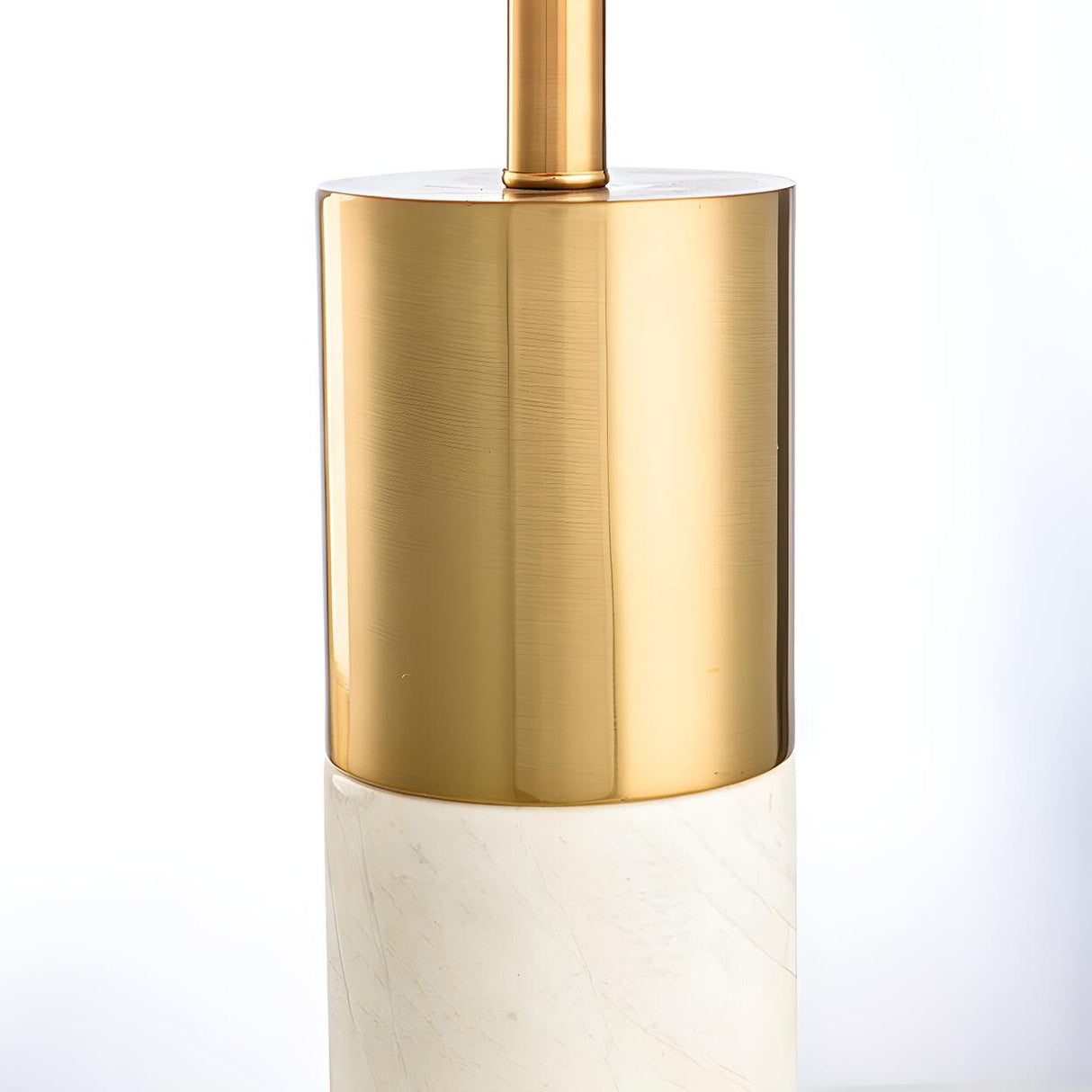 Modern White Cylinder Fabric Shade Stone Table Lamp Image - 10