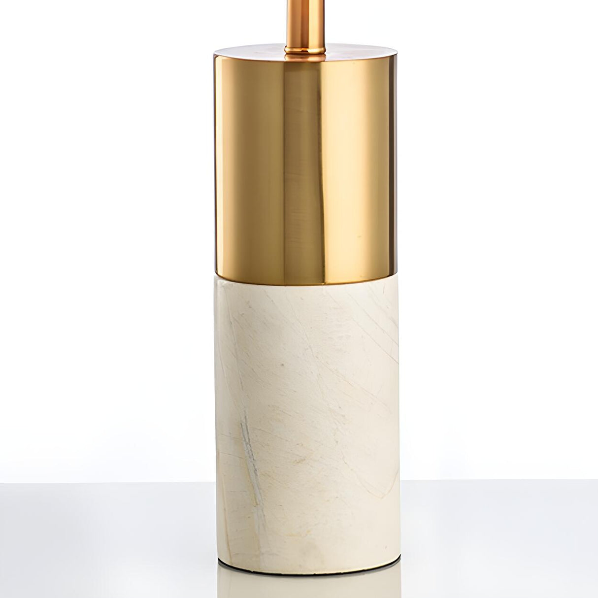 Modern White Cylinder Fabric Shade Stone Table Lamp Image - 11