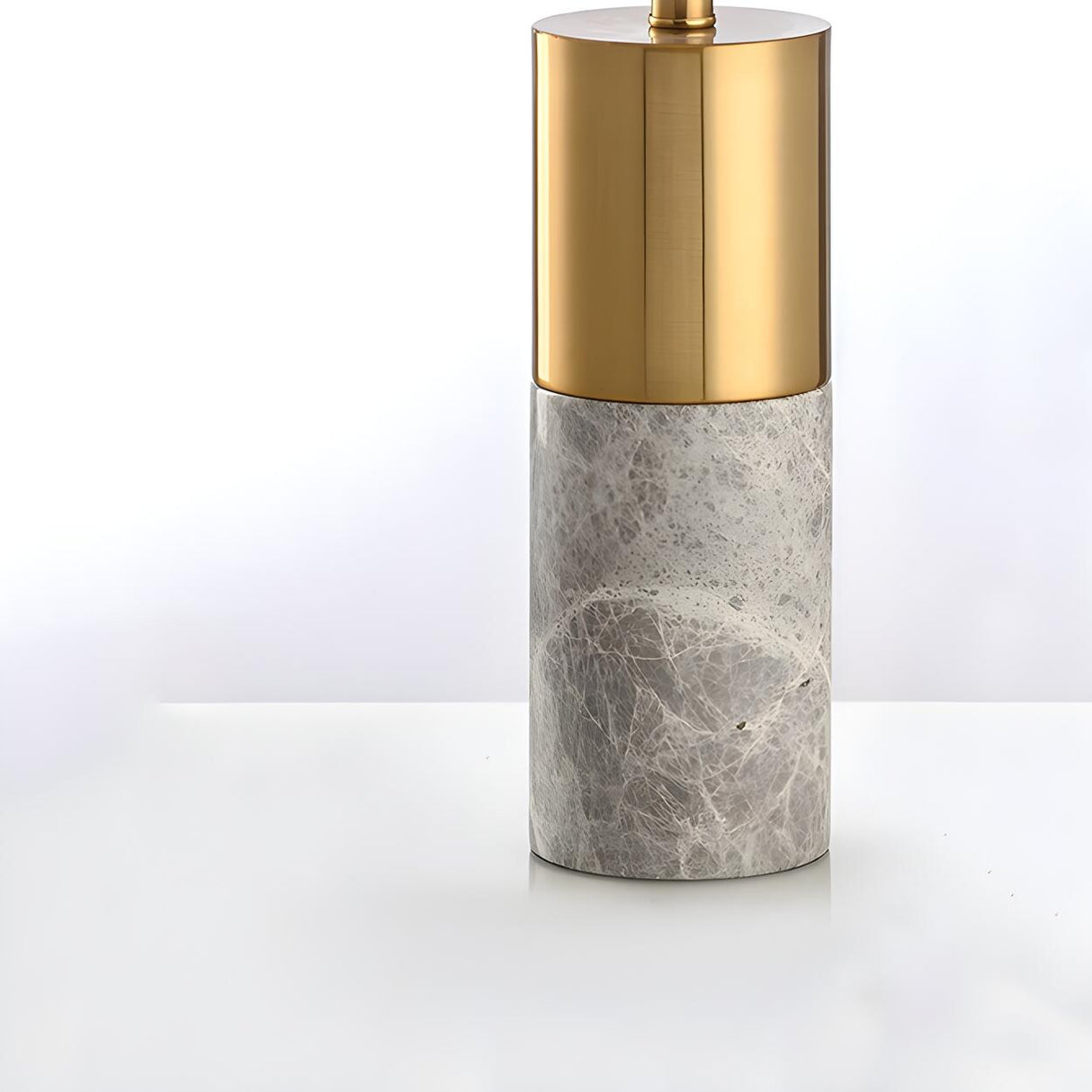 Modern White Cylinder Fabric Shade Stone Table Lamp Image - 4