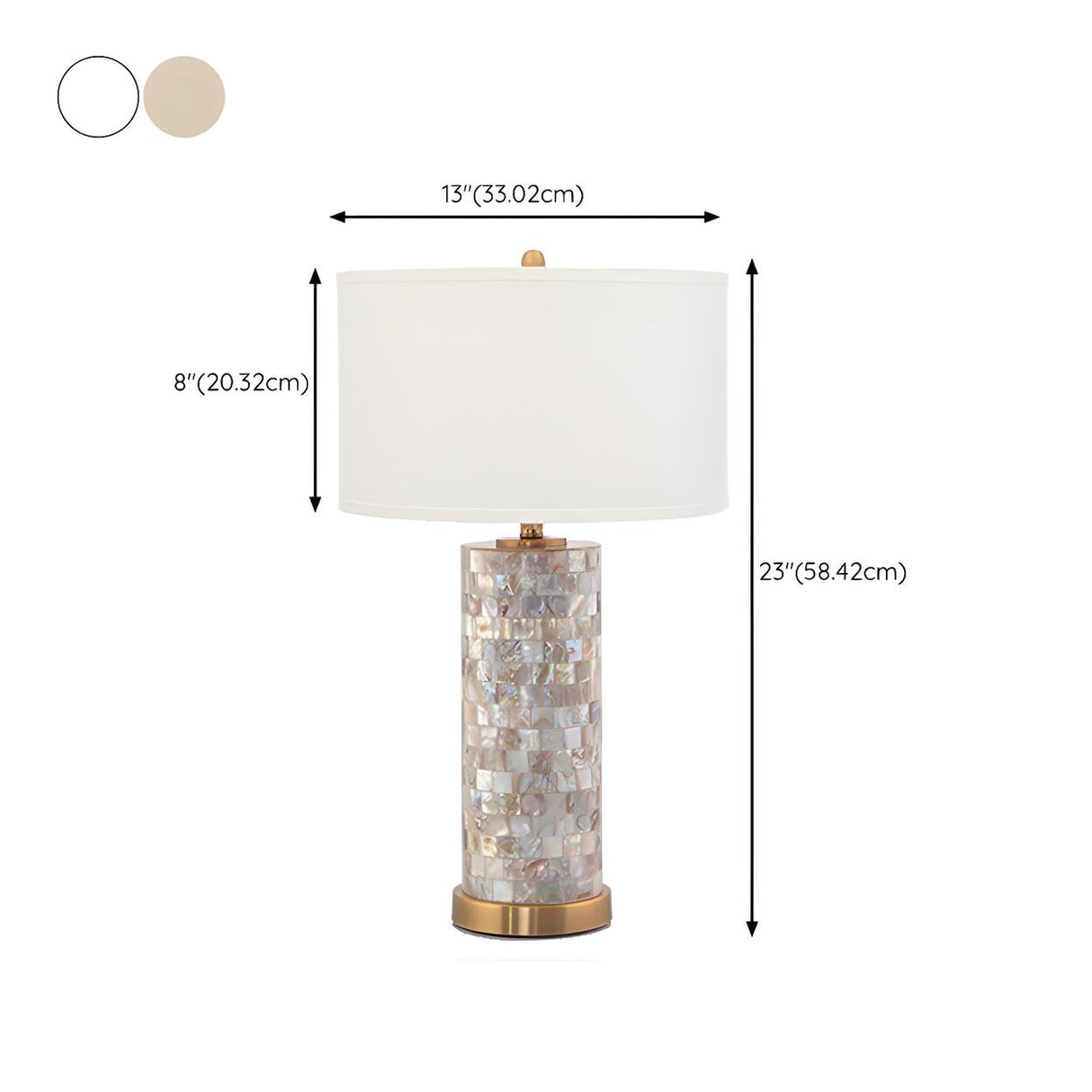 Modern White Drum Shade Chic Cylinder Base Table Lamp