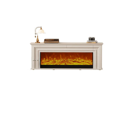 Modern White Electric Fireplace TV Stand with LED Flames Image - 2