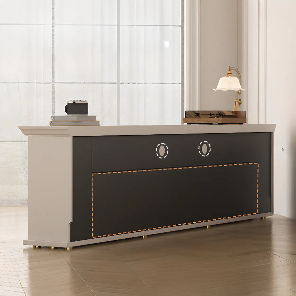 Modern White Electric Fireplace TV Stand with LED Flames Image - 9