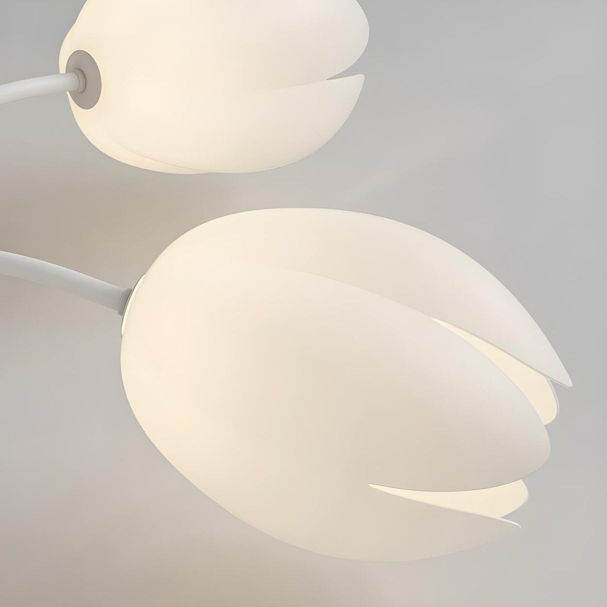 Modern White Elegant Flower Semi-Flush Mount Light Image - 14