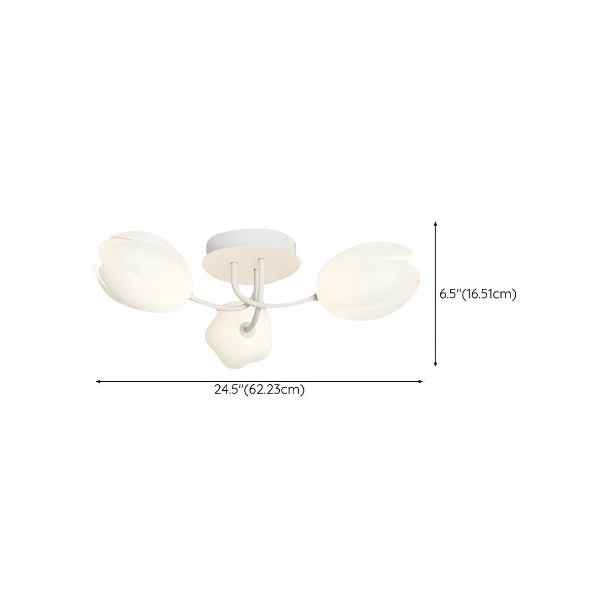 Modern White Elegant Flower Semi-Flush Mount Light