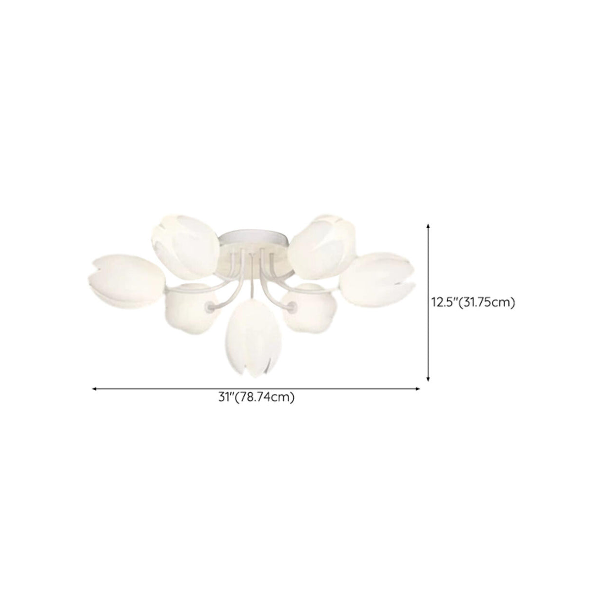 Modern White Elegant Flower Semi-Flush Mount Light Image - 21