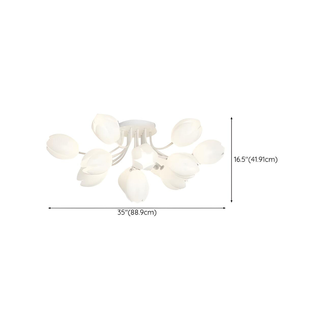 Modern White Elegant Flower Semi-Flush Mount Light Image - 22