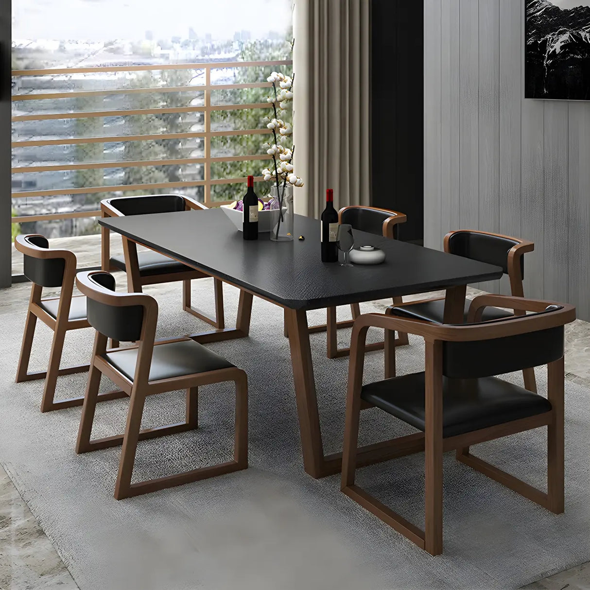 Modern White Elegant Rectangle Stone Dining Table Image - 4