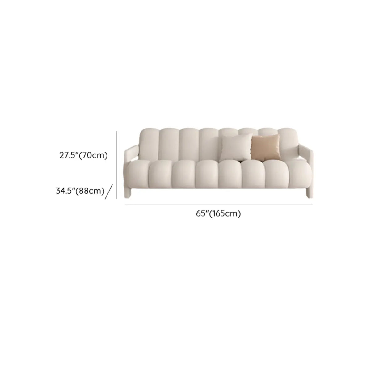 Modern White Frosted Velvet Sewn Pillow Back Loveseat Image - 11