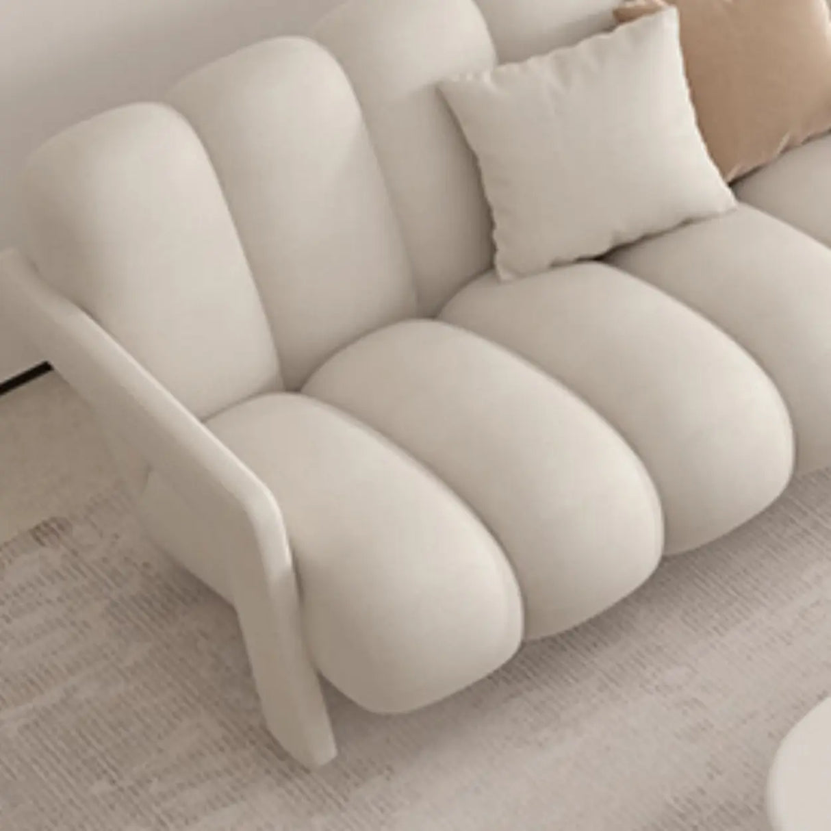 Modern White Frosted Velvet Sewn Pillow Back Loveseat Image - 7