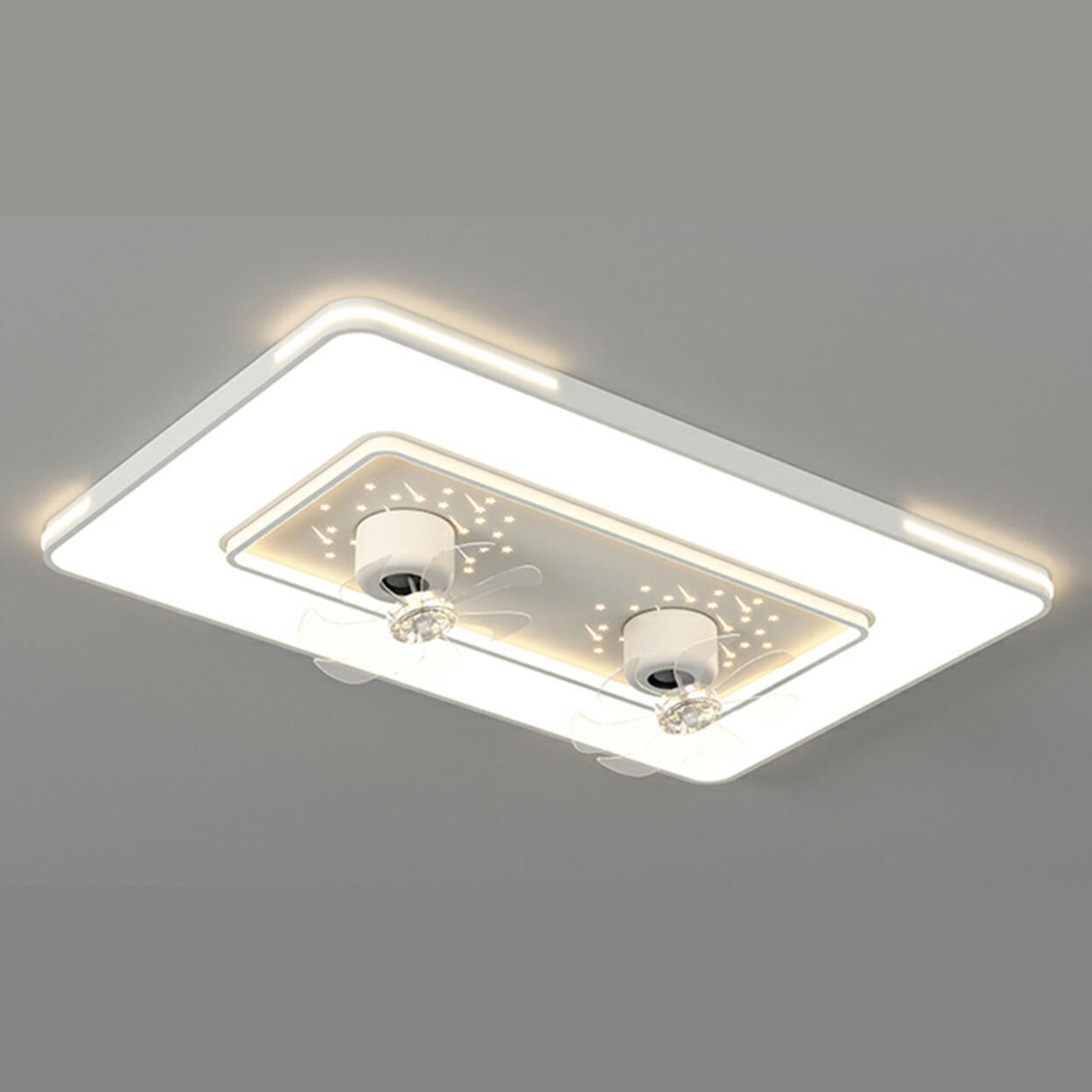 Modern White Geometric Clear Blade Ceiling Fan Light Image - 6