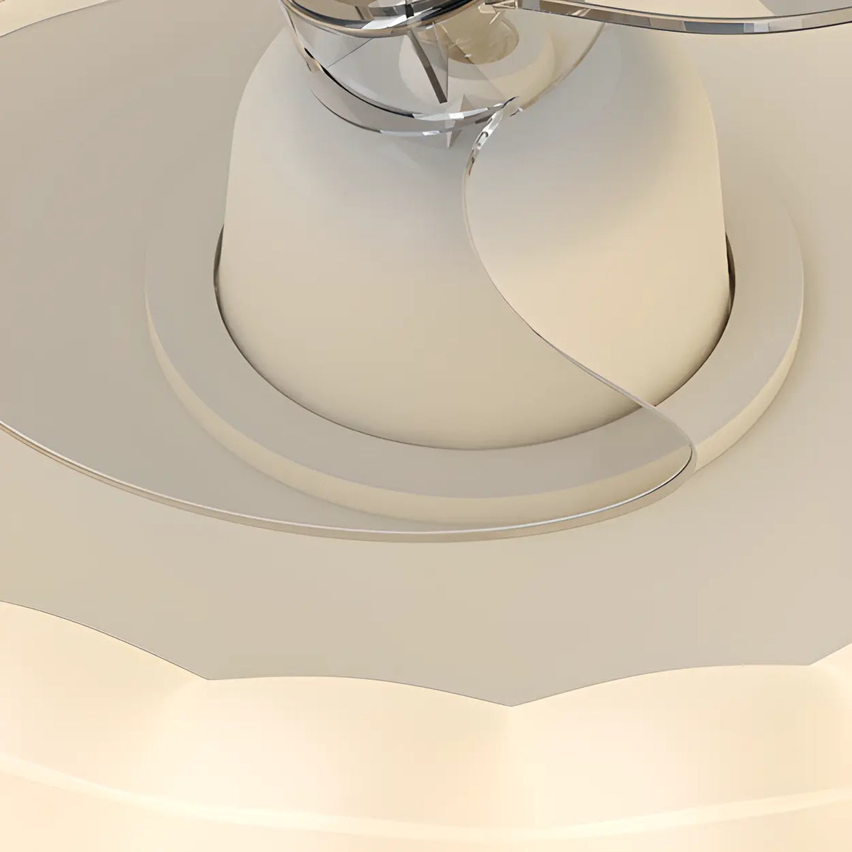 Modern White Geometric Flush Mount Ceiling Fan Light Image - 15