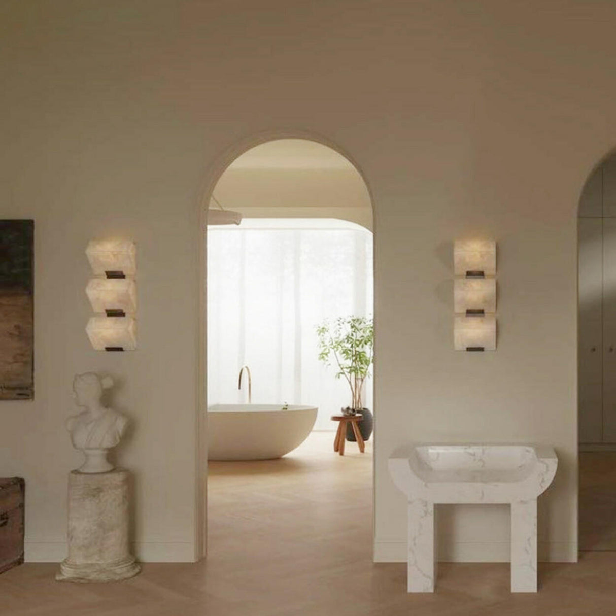 Modern White Geometric Metal Wall Light LED Sconce Image - 1