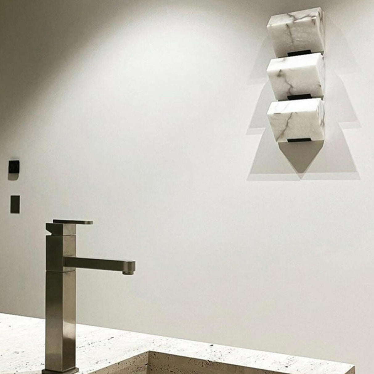 Modern White Geometric Metal Wall Light LED Sconce Image - 3