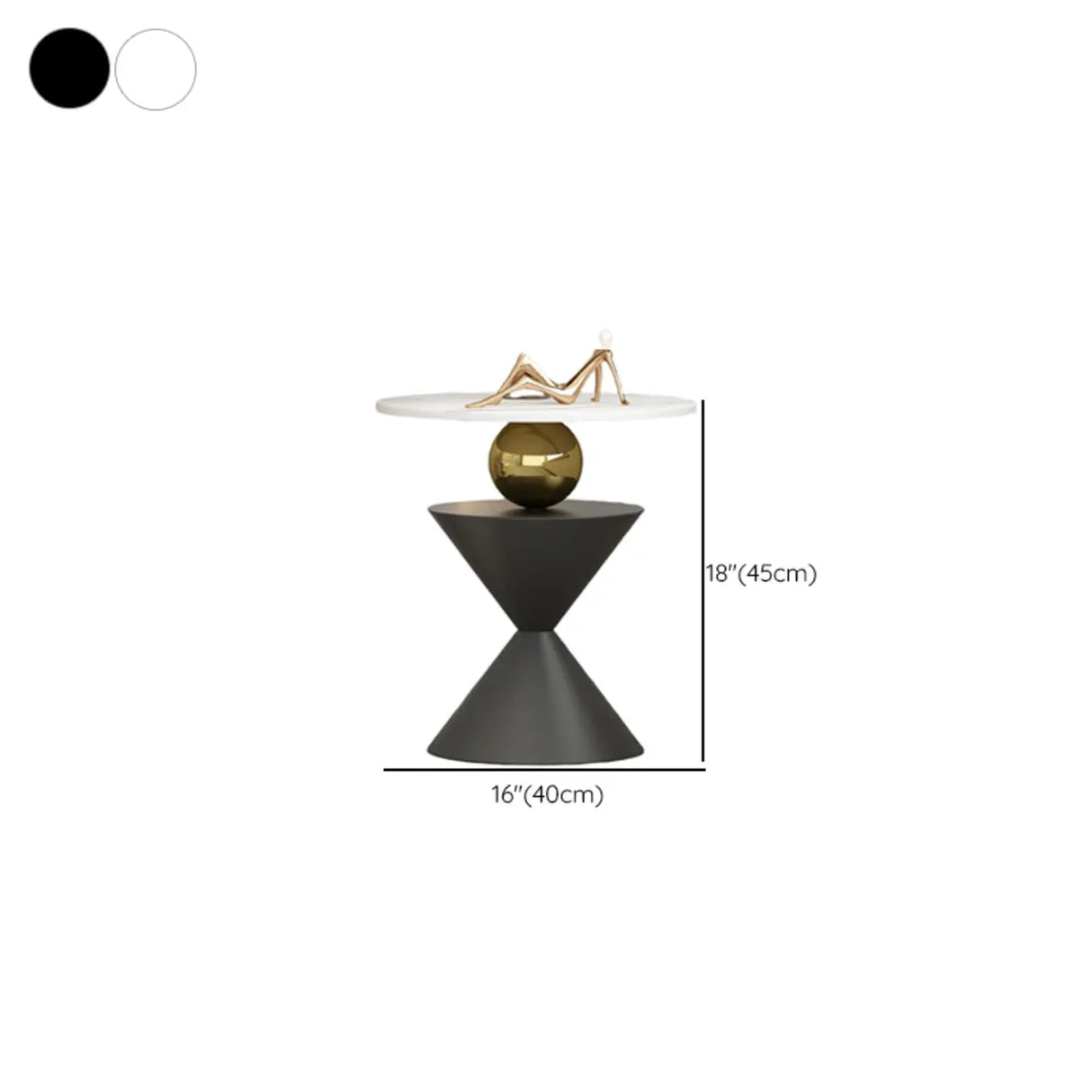 Modern White Marble Top Geometric Pedestal Side Table Image - 10