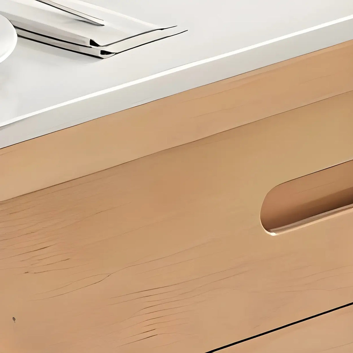 Modern White Oval Marble Dining Table Self-Storing Leaf Image - 6