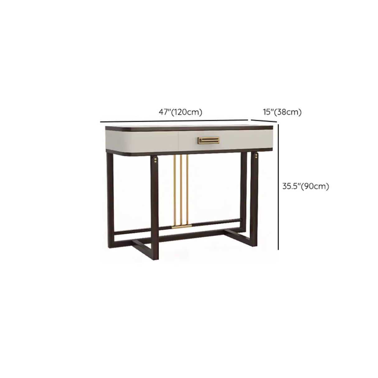 Modern White Rectangular Marble Console Table with Drawer