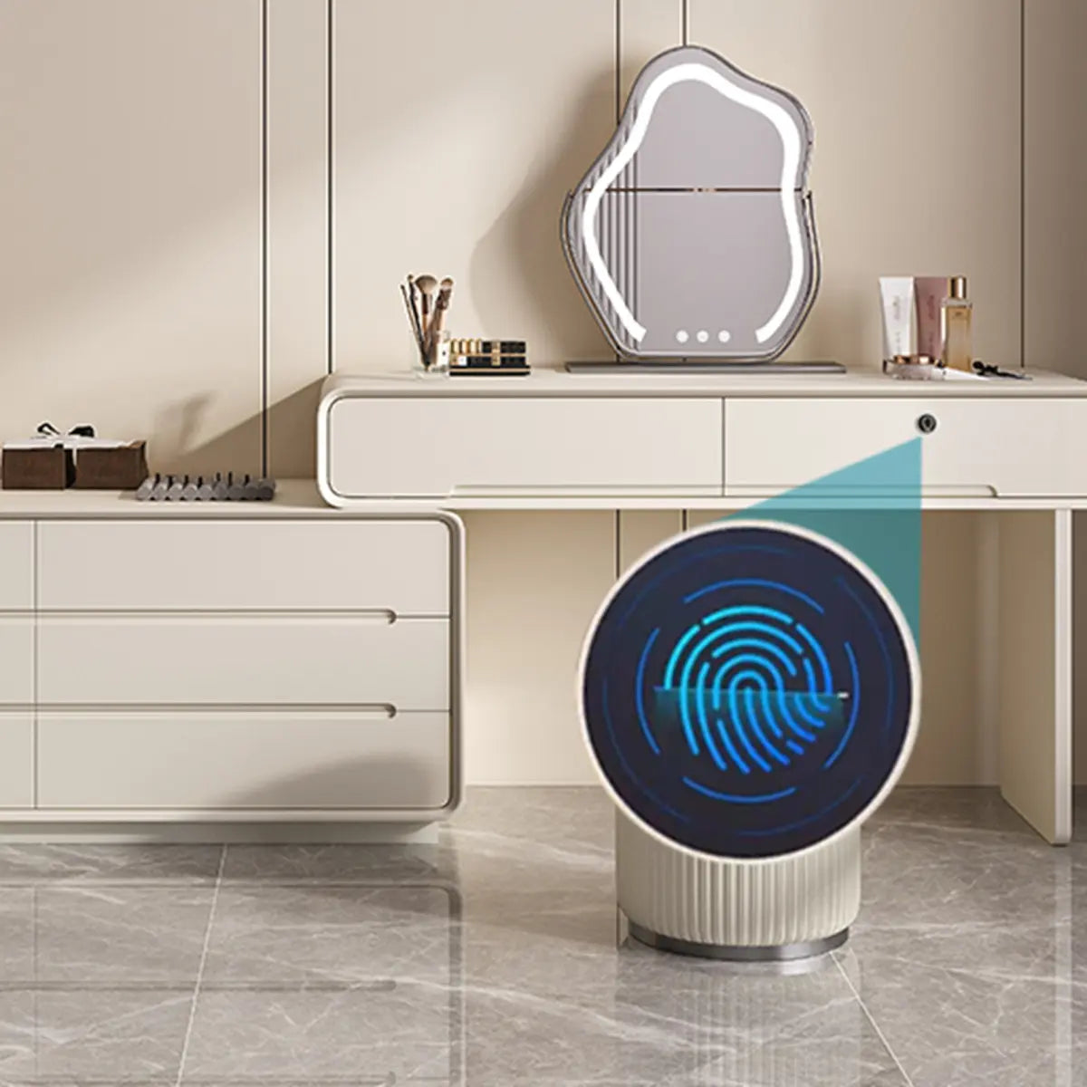 Modern White Rectangular Scalable Makeup Vanity with Drawers Image - 3