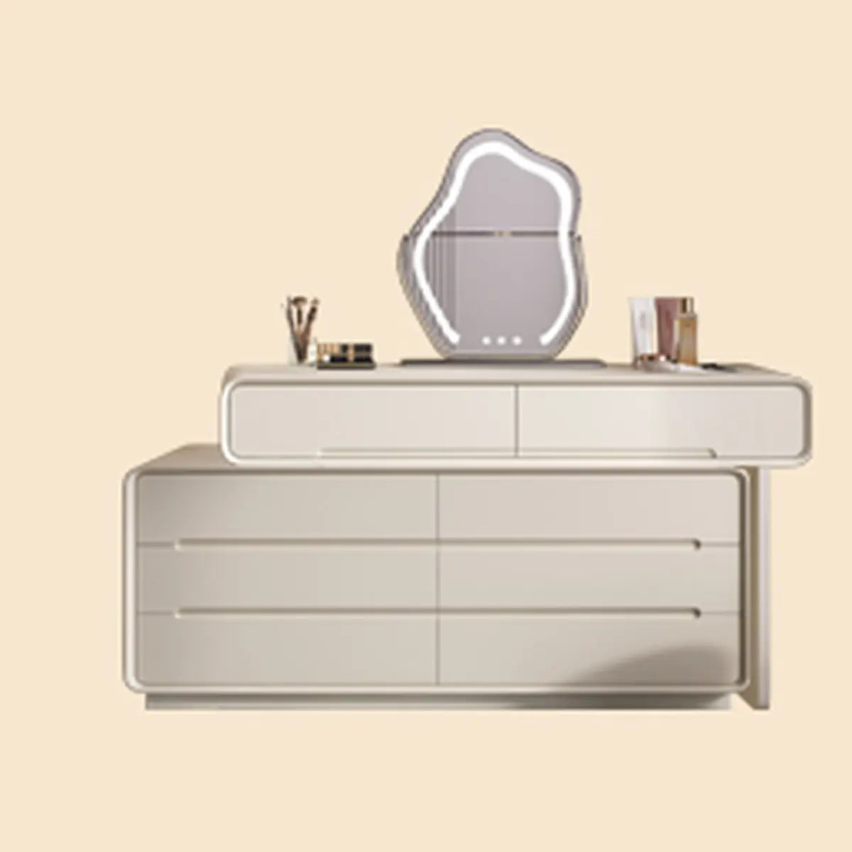 Modern White Rectangular Scalable Makeup Vanity with Drawers Image - 5