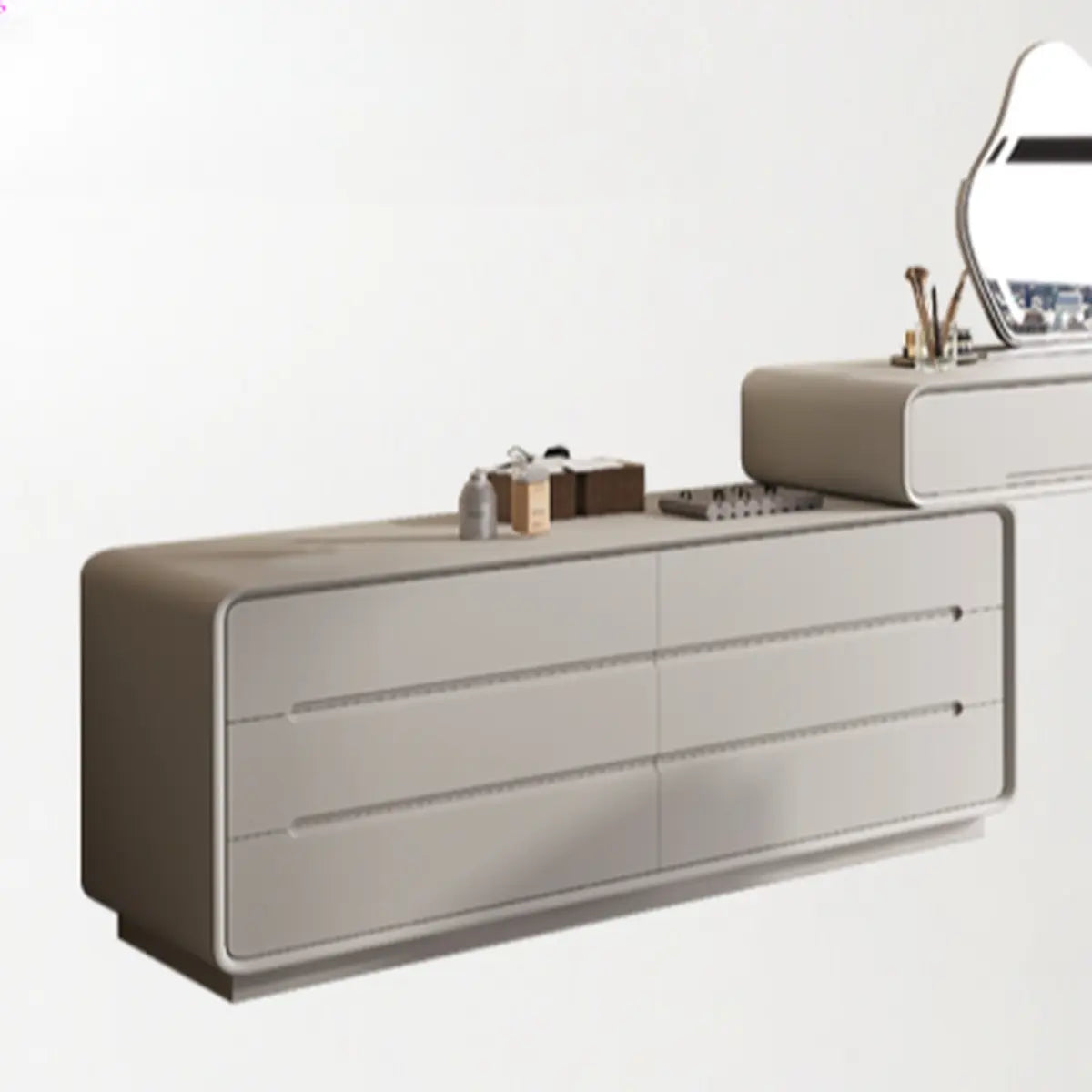 Modern White Rectangular Scalable Makeup Vanity with Drawers Image - 6