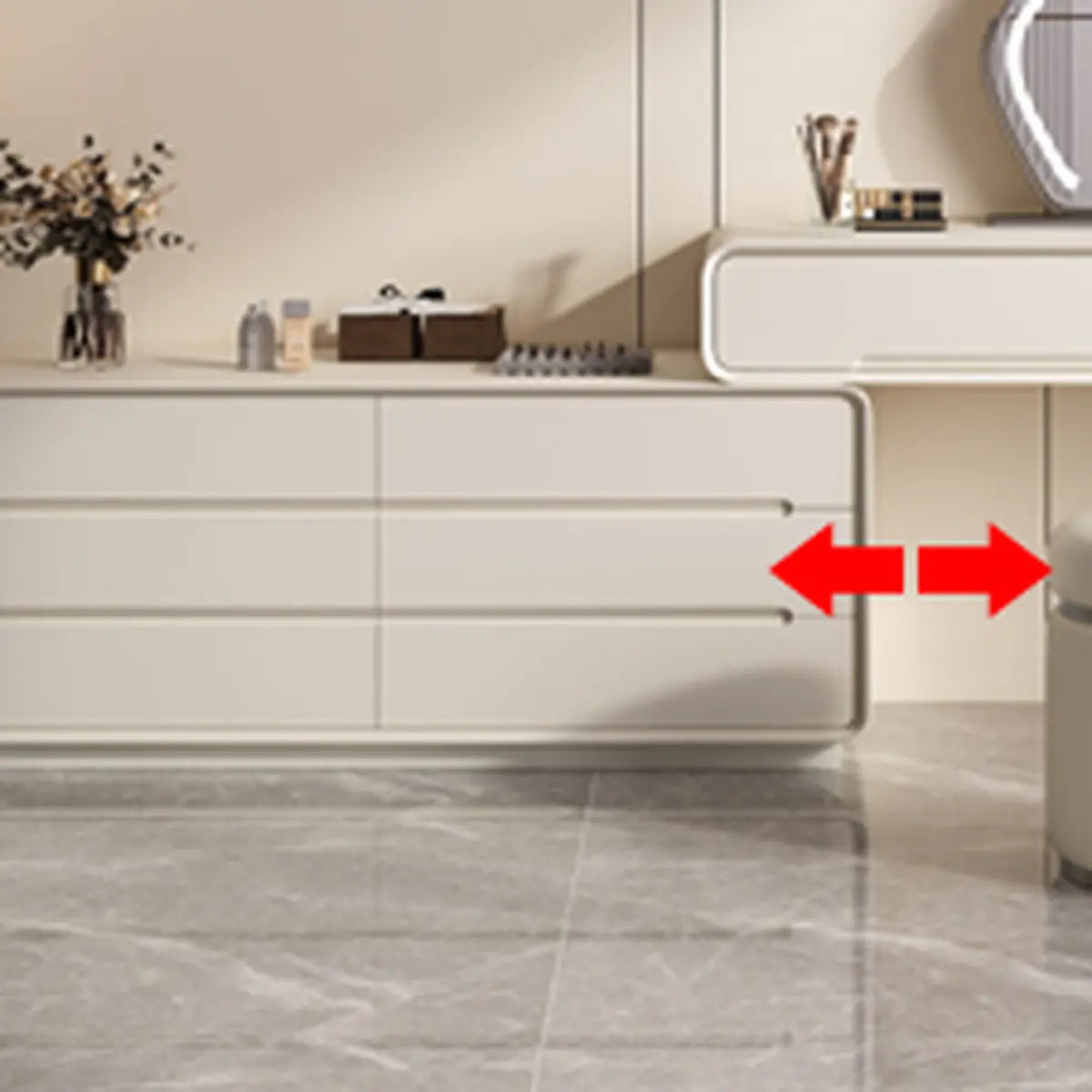 Modern White Rectangular Scalable Makeup Vanity with Drawers Image - 7