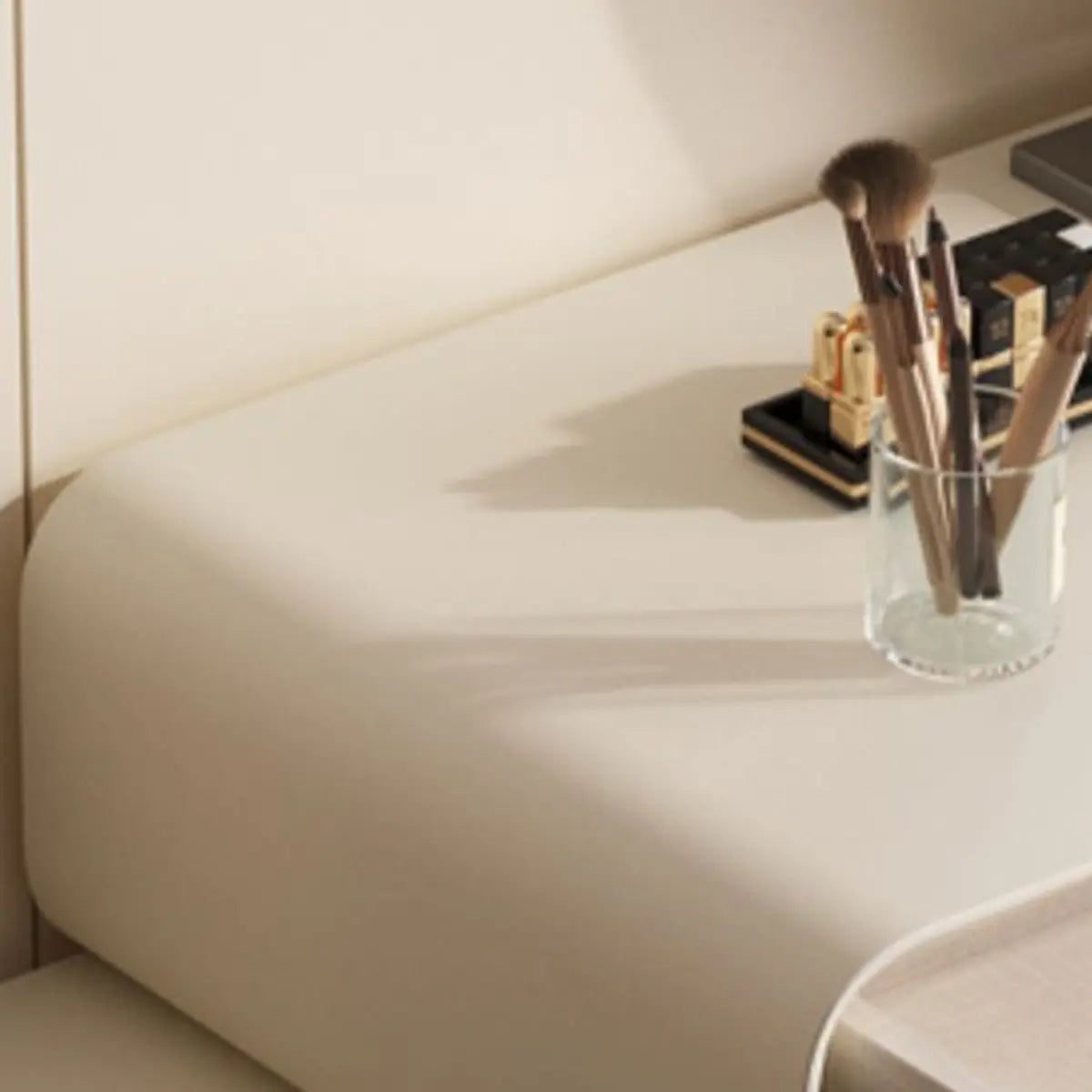 Modern White Rectangular Scalable Makeup Vanity with Drawers Image - 9