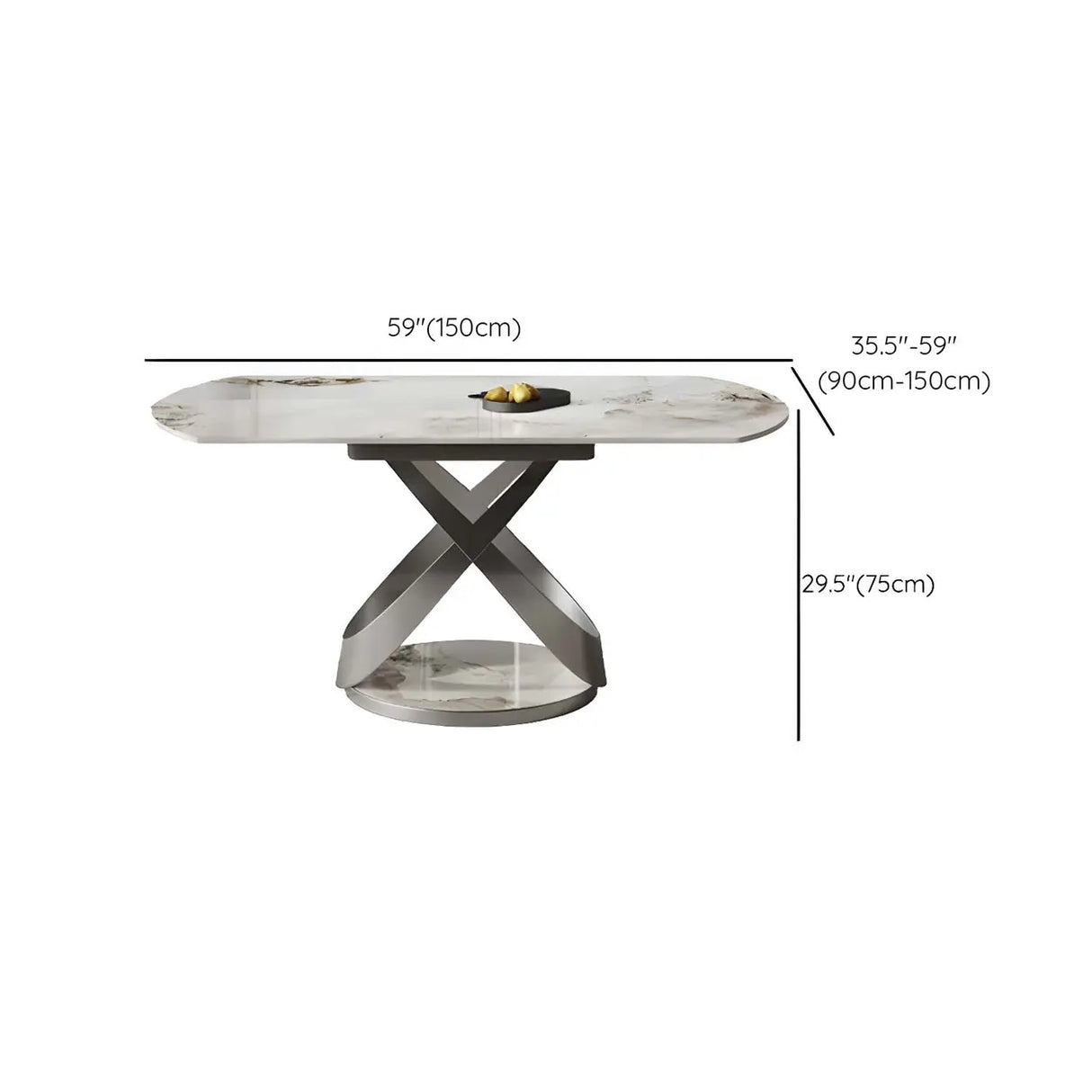 Modern White Round Marble Stone Dining Table Extendable Image - 10
