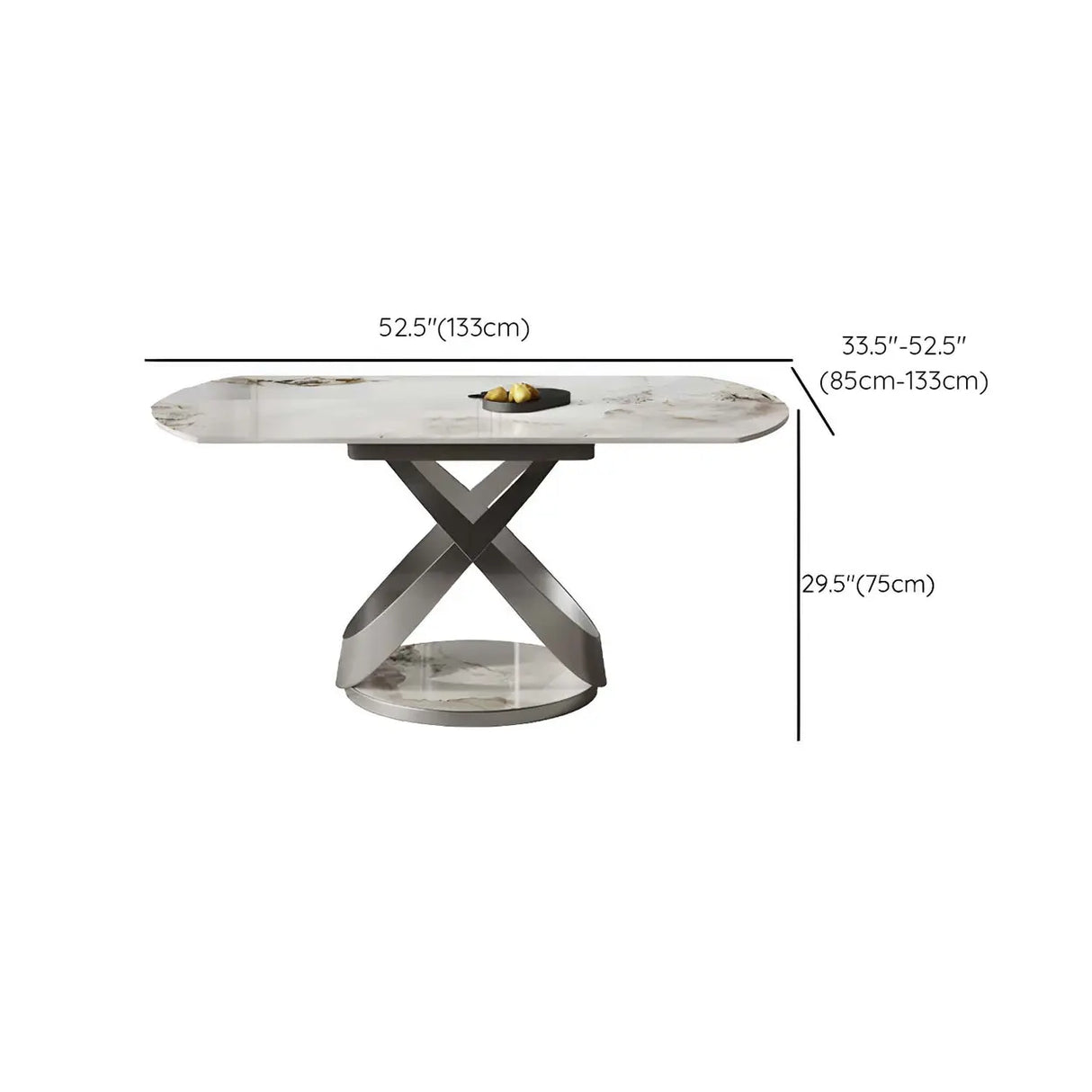 Modern White Round Marble Stone Dining Table Extendable Image - 9